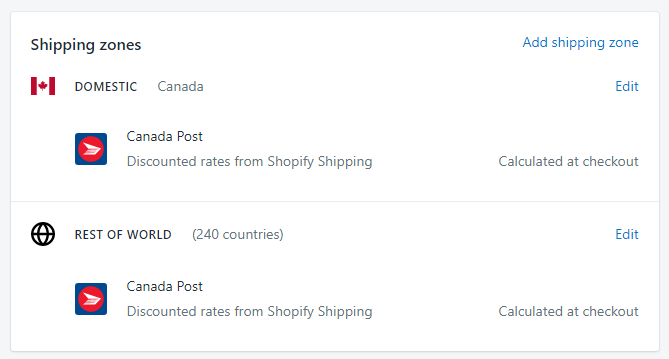 Canada Post Shipping Cost Chart