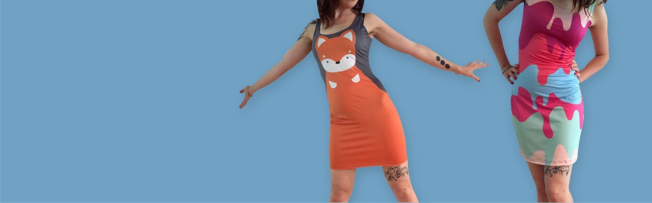 Picture of a girl wearing a custom printed bodycon dress
