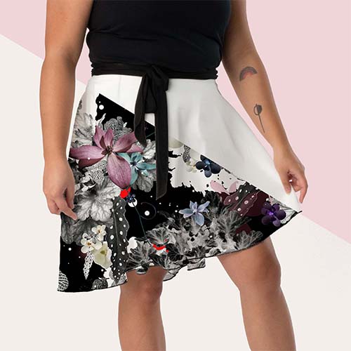 Picture of custom printed Matte Crepe wrap skirt