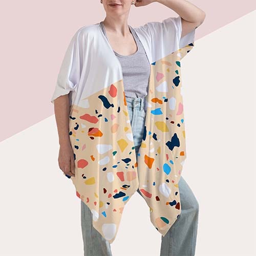Picture of custom printed Peachskin Draped Kimono
