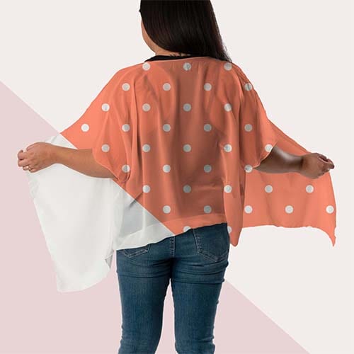 Picture of custom printed Silk Habotai Draped Kimono