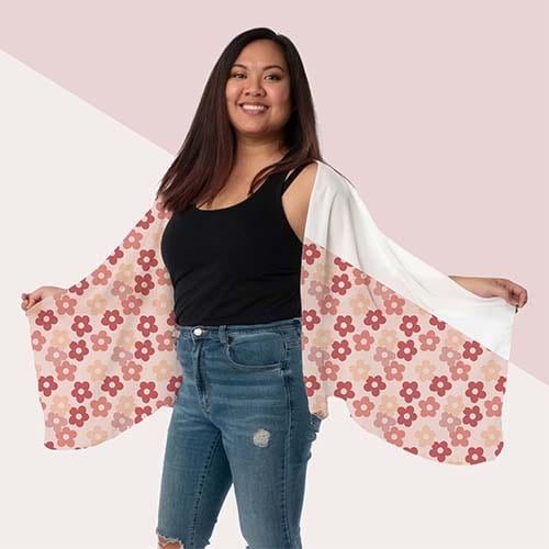 Picture of custom printed Silky Knit Draped Kimono