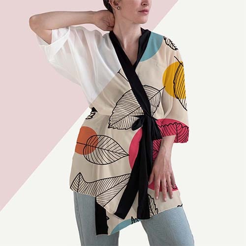 Picture of custom printed Polychiffon Kimono Robe