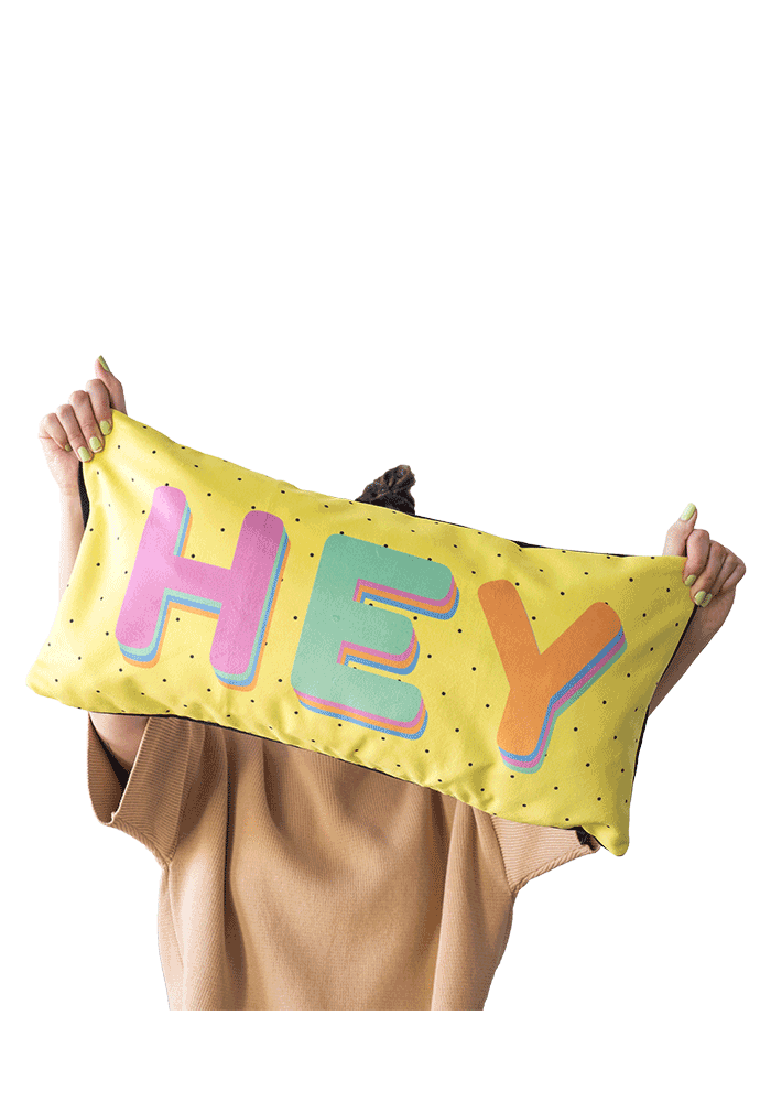 Picture of a girl with a custom printed Velveteen Pillow Case